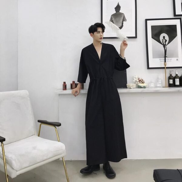 Japanese Streetwear Long Black Sleeve Jumpsuit Casual Jumpsuit for Men