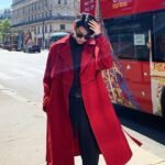 Retro Red Loose Knee Jacket Red Trench Coat Long Windbreaker